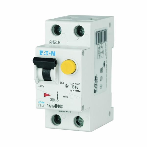 Chránič s nadproudovou ochranou, Ir=250A, AC, 1+N, 6kA, char.C, Idn=0.03A, In=16A