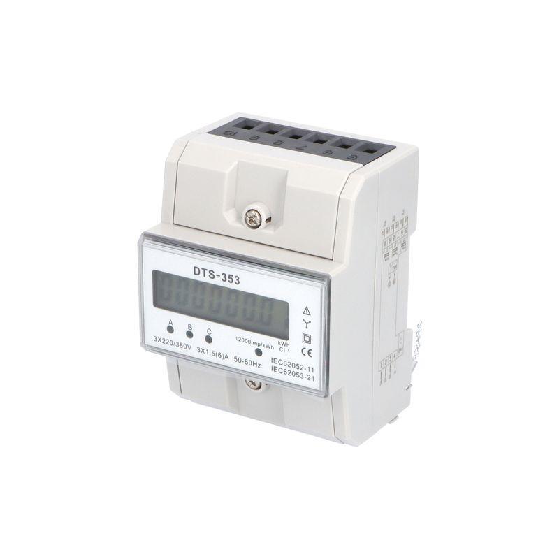 Elektroměr DTS 353-L X/5A, 4,5mod., LCD, 3-fáz., 1-tar., podružný, nepřímé měř.