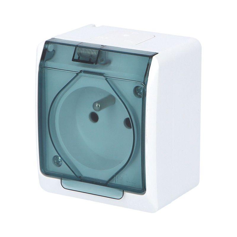 GALATEA IP44 Zásuvka 2P+PE (bílá / průhledné víčko)