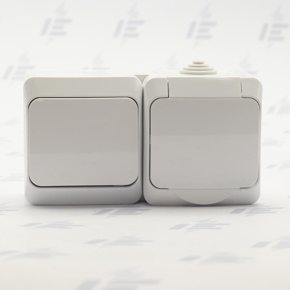 Cedar Plus IP44 - Zásuvka 230V 16A a spínač jednopólový řazení 1, bílá