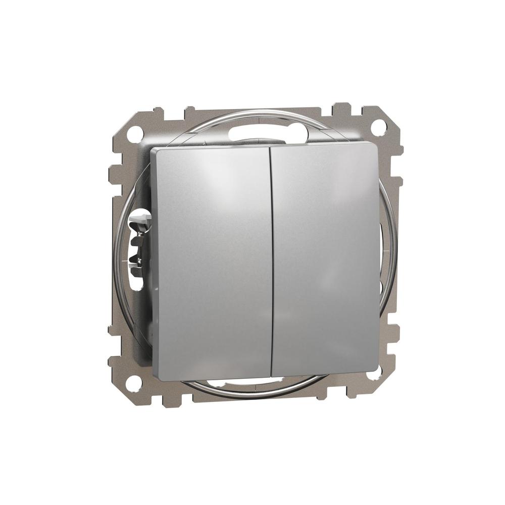 Sedna D/E - Přepínač dvojitý střídavý řazení 6+6, Aluminium