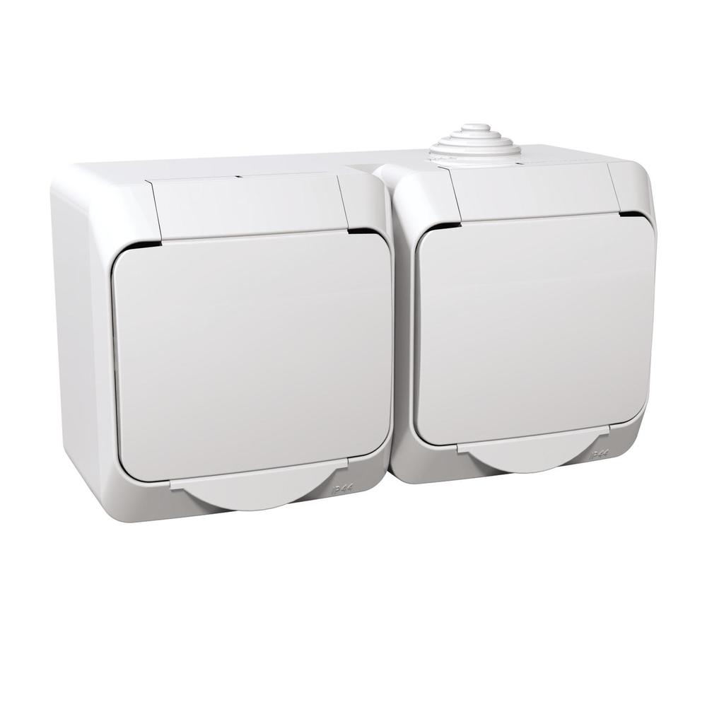 Cedar Plus IP44 - Zásuvka dvojnásobná 230V 16A 2P+PE, bílá