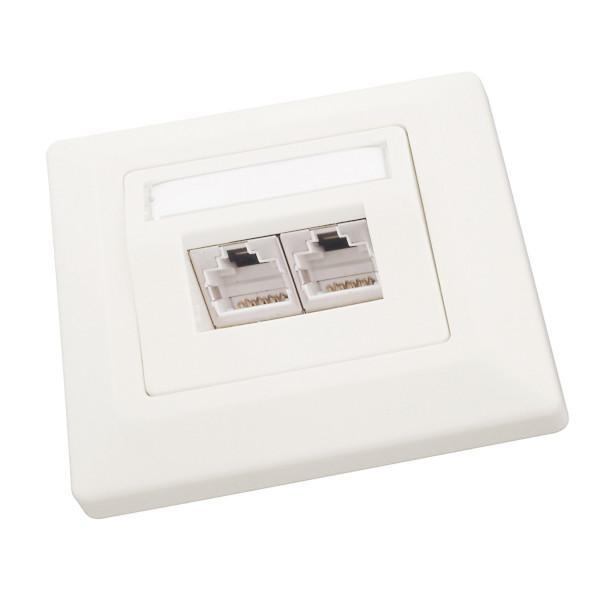 Zásuvka Solarix CAT6 STP 2 x RJ45 pod omítku bílá SX9-2-6-STP-WH