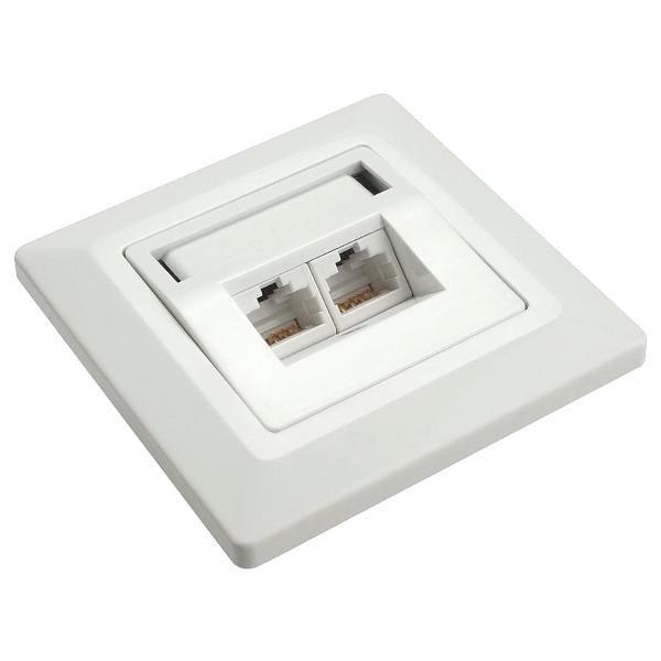 Zásuvka Solarix CAT6 UTP 2 x RJ45 pod omítku bílá SX9-2-6-UTP-WH