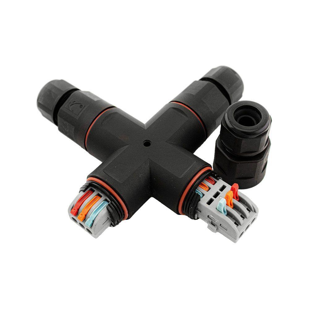 Kabelová spojka IP68, typ X, 3x2,5mm2; 250V, 16A, bezšroubová rychlosvorka