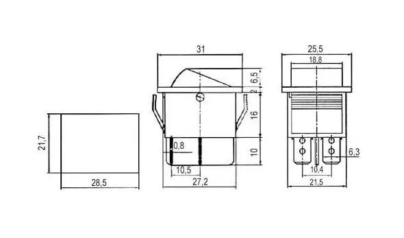 Přepínač 2p./4pin ON-OFF 250V/15 ru.02620031