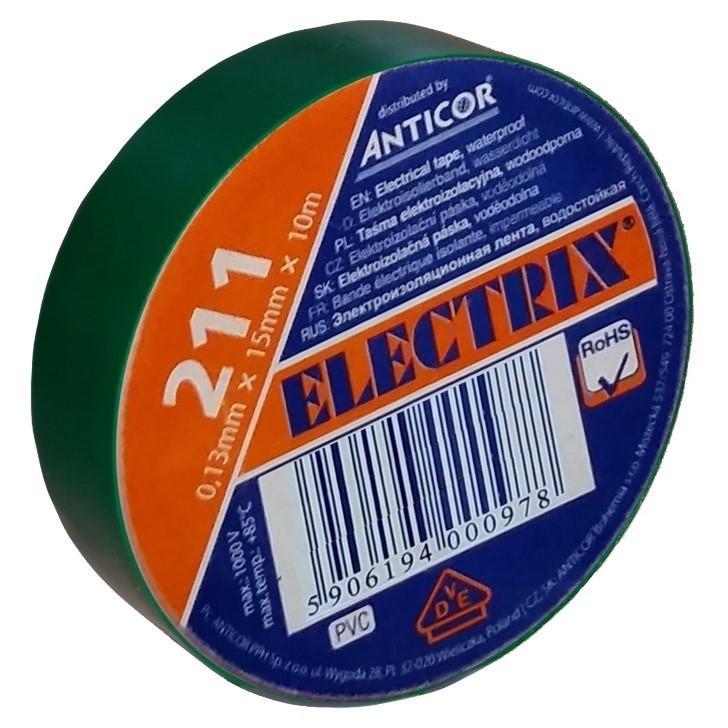 Izolační páska PVC 15mm x 10m zelená