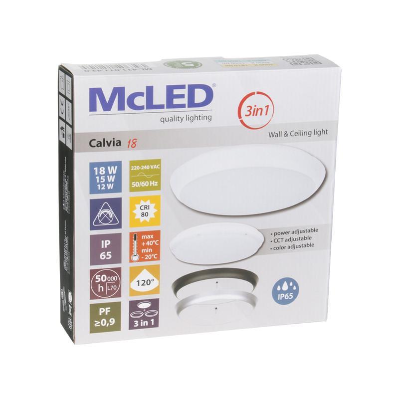 LED svítidlo Calvia 18, 18W, 3CCT, 120°, IP65, s přepínáním výkonu a dekorativními límci