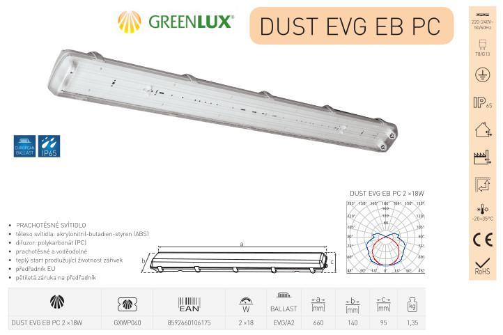 Svítidlo DUST EVG EB PC 2x18W