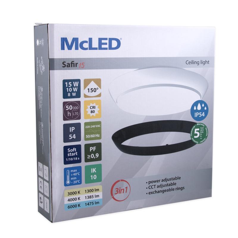 LED svítidlo Safir 15, 15W, 3CCT (3000K, 4000K, 6000K), 150°, IP54